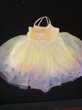 Zunie Pastel Yellow & Lavender Sequin Tulle Bunny Dress- NWOT